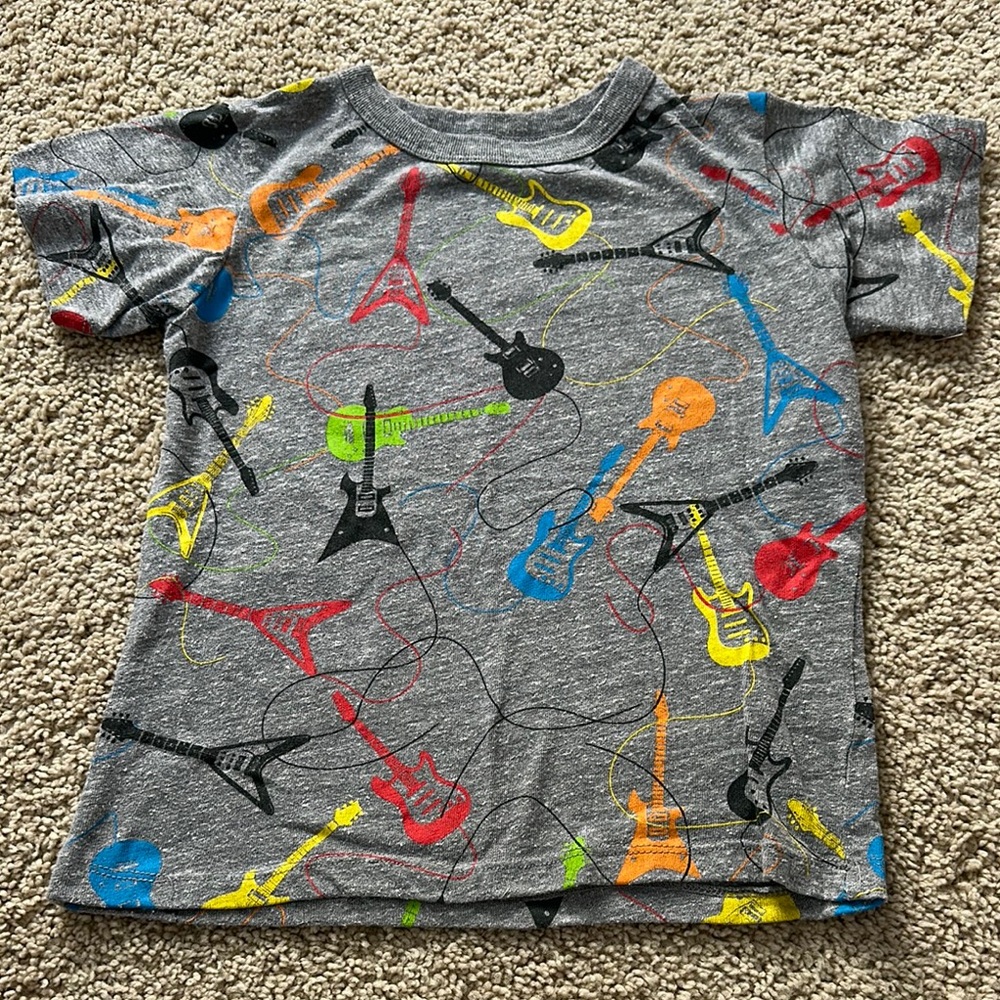 Chaser Gray Kids T-Shirt with Colorful Guitar Print